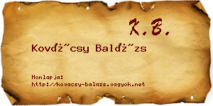 Kovácsy Balázs névjegykártya