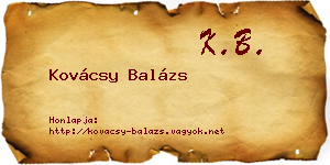 Kovácsy Balázs névjegykártya